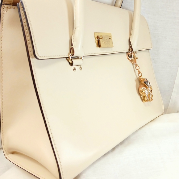 Kate Spade Cream Handbag with Elephant Charm, Vintage Montrose Avenue CHAREE BOW - Picture 6 of 7